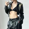 Women's Jackets Qnvigo Leather Clothes Motorcycle Metal Buckle 2023 Zipper Strap Slim Long Sleeve Autumn Jacket