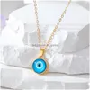 Pendant Necklaces Lots Colorf Turkish Blue Evil Eye Necklace For Women New Trendy Cats Stone Lucky Clavicle Chain Choker Jew Dhgarden Dhmxb