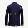 Excelente calidad, chaqueta clásica de diseñador barroco para hombre, chaqueta de mezcla de lana con bordado de abeja de un solo botón, chaqueta de talla grande M-6XL220B