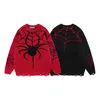 Men Women Ripped Sweater Y2K Hip Hop Knitted Spider Web Hole Jumper Streetwear 2023 Fashion Harajuku Punk Goth Loose Pullover Sweaters