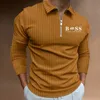 Polos pour hommes vendant décontracté rayé à manches longues Polo automne revers fermeture éclair t-shirt haut golf street wear S3XL 231006