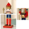 Christmas Decorations 2Pcs/Set 30cm Christmas Nutcracker Hand Painted Wooden King Drummer Soldier Puppet Handcraft Christmas Home Office Decoration 231005