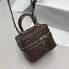 Borse per cosmetici Borsa da trucco da donna in vera pelle Borsa a mano CF Luxury Diamond Pattern Custodia per cosmetici Borsa a tracolla per cosmetici Borsa a tracolla con catena di design Portafoglio