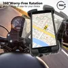 Mountain Bike Motorcycle ATV Scooter Handlebar Phone Holder Mount Clamp 360 Rotatable Clip For iPhone 15 14 Pro Max S9, S10 More 4.7 - 6.8 Cell Smart Phone