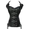 Bustiers Corsets mode Corset Vintage noir marron acier désossé Faux cuir Steampunk Bustier Plue taille S-XXL