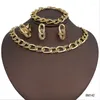 Necklace Earrings Set Dubai 18K Gold Plated Jewelry Two Tone Color Bangle Ring Wedding Party Gifts