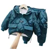 Clothing Sets Boys Clothes Sets Autumn Winter Children Thick Velvet Hoodies Coats Pants 2pcs Tracksuits For Baby 1 To 9 Years Kids Warm Suit 230927