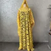 Robes africaines de soirée élégantes pour femmes, Style Dashiki en dentelle Soluble dans l'eau, robe longue ample avec écharpe 223o