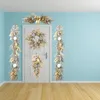 Other Event Party Supplies Christmas Wreath For Front Door Artificial Golden Flower Garland Pinecone Rattan Set Hanging Outdoor Christmas Decoration 2024 231005