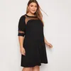 Plus Size Dresses Half Sleeve Spring Autumn Elegant Swing Dress Mesh Panel Fit And Flare Large Business Work Office 6XL