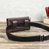 Midjeväskor Kontaktens äkta lädermän i midjan Travel liten midjebälte påse telefonficka casual manlig Fanny Belt Bag Designer Handväska 231006