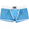 Underpants AIBC Marca Homens Underwear Boxer Shorts Gelo Seda Espaço Armazém Sexy Cintura Baixa Fina Elástica