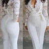 Mono informal para mujer, pantalón largo, monos formales blancos elegantes a la moda para mujer, talla grande 305A