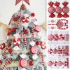 Juldekorationer 1Box Christmas Candy Cane Hanging Ornament White Red Lollipop Cane Pendant Xmas Tree Decor Home Party Year Christmas Navidad 231005