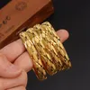 Bangle 4pcs Arrival Wide 8MM Dubai Gold Bangles For Women Men 24k Color Bracelets African European Ethiopia Jewelry313Z