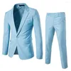 Trajes para hombres Conjunto de pantalones ajustados para hombres Traje de negocios elegante Solapa Abrigo con un solo botón con bolsillos Ropa de trabajo para A