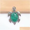 Charms Kamień naturalny rzeźbiony żółw wisiorty modne zwierzę zwierzęta do produkcji biżuterii kolczyki naszyjnik fengshui 18x25 mm upuść dhgarden dhuor