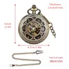 Pocket Watches Bronze Retro Openwork Flowers Mechanical Fashion Exquisite Pendant Hand-winding Watch Roman Numeral Dial