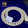 مجوهرات بوب مخصصة 10K Gold مطلي 925 Silver 15mm 2 Row Round Cut VVS Moissanite Cuban Necklace Necklace