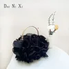 Kvällspåsar dai ni xi lyx Silks Flower Clutch Tote Bag Ladies Bridal Handbag Metal Handle Women Wedding Satin Purse 231006