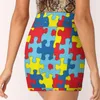 Röcke Autismus-Bewusstsein Puzzleteile Damenrock Y2K Sommerkleidung 2023 Kpop-Stil Hose mit Tasche