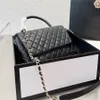 Designer Coco Handle Women Cross Body CF Bag Crossbody Handbag Purse Luxurys äkta kaviarläderkedjor 28 cm axelhandväskor Messenger väskor kanal totes