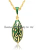 Bijoux à la mode pour femmes, plaqué or véritable, émaillé à la main, style russe, pendentif œuf Fabergé, collier avec chaîne 5183849