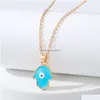 ペンダントネックレスColorf Turkish Blue Evil Eye Palm Hand Necklace for Women New Trendy Lucky Clavicle Chain Choker Jewelry Drop Delive DH591