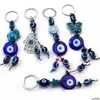 Chaveiros Azul Evil Eye Chaveiro Borboleta Elefante Palm Charms Anel para Mulheres Homens Pingente Saco Acessórios de Carro Drop Delivery Jóias Dhwxh