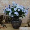 Decorative Flowers Wreaths Wholesale Hi-Q Artificial Daisy Fabric Small Chrysanthemum Bouquet Roadside Silk Flower Bunches Drop Delive Dhgs9