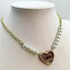 4style designer de luxo dupla carta pingente colares pulseira conjunto de jóias mulheres coração cristal pérola strass colar corrente jewerlry acessórios