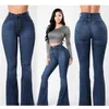 Jeans pour femmes Taille haute Flare pour femmes Printemps Été 2024 Skinny Bell Bottom Jean Pantalon Femme Bouton Lady Sexy Push Up Denim Pantalon