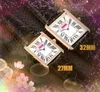 Rektangelform Romerska siffror Tank Dial Watches Luxury Mens Womens Quartz Movement Clock Rose Gold Silver Case Couples äkta läderspänne armbandsur presenter