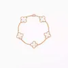 Van Clover Bracelets bangle vanly cleefly bracelet High Edition Four Leaf Grass Five Flower Bracelet with Light Luxury and Small Design Rose Gold Inlaid White Fritil