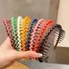 Hair Accessories Fashion Elegant Wave Plastic With Tooth Soild Color Korean Style Hoop Children's Girls Headband Headdress