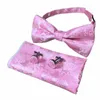 Bow Ties Justerbar Jacquard Woven Mens Paisley Bowtie näsduk Manschettknappar Set vuxen Krawatte Party Gift MQ115