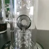 Bong svizzero in vetro Perc - 13,7 pollici - Grigio - Narghilè a tubo dritto - Giunto femmina