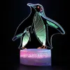 Настольные лампы серии Animal LED Night Light Touch Трехцветный динамический визуальный сова Eagle Butterfly 3D Настольная лампа Подарки для детей Декор спальни YQ231006