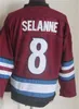 Man vintage hockey 33 Patrick Roy tröjor retro 8 Teemu Selanne 9 Paul Kariya 52 Adam Foote 21 Peter Forsberg 19 Joe Sakic Classic CCM Brodery Red White Pensionera Top