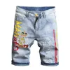 Патчи Дизайнерские рваные джинсовые шорты Hombre Летние короткие джинсы в стиле хип-хоп Мужские прямые джинсовые шорты Мужские джинсовые шорты216L