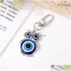 Porte-clés Evil Eye Hamsa Main Hibou Porte-clés Anneau Pour Femmes Hommes Creux Fatima Bleu Sac Accessoires De Voiture Drop Livraison Bijoux Dhgarden Dhrxd