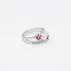 Anillos de racimo Hainon blanco y rosa ópalo para mujeres Forma de corazón 2023 Diseño Compromiso de dedo Color plata Lleno de joyería