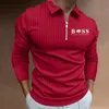 Polos pour hommes vendant décontracté rayé à manches longues Polo automne revers fermeture éclair t-shirt haut golf street wear S3XL 231006