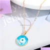 Pendentif Colliers Blooming Colorf Turc Bleu Mauvais Oeil Collier Pour Femmes Nouveau À La Mode Chanceux Clavicule Chaîne Collier Bijoux Dr Dhgarden Dhn42