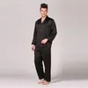 Jesienne męskie plamy jedwabna piżama zestaw piżamy mężczyzn śpiący nowoczesny styl Silk Nightgown Home Mężczyzna satynowa miękka przytulka do spania 20211254U