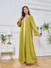 Ethnic Clothing Ramadan Middle East Dubai Muslim Fashion Robe Women's Dress Saudi Arabian Embroidery Gold Beaded Lace Islam Abaya