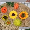 Ghirlande di fiori decorativi 5/10 pezzi Testa di girasole Fiore artificiale Falso latino per adesivi murali domestici Ornamenti per finestre Consegna di goccia G Dhaij