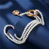 Chaînes Mode Géométrique Métal Long Collier De Perles Chaîne De Chandail