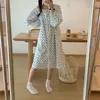 Women's Sleepwear French Floral Print Cotton Nightgown Women Long Sleeve Spring Autumn Sleepdress Square Collar Home Clothes Dresses S311