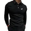 Herrpolos män kläder trender långärmad sport polo skjorta mode enkel stil golftryck 231006